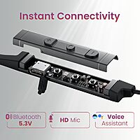 Portronics Harmonics Z9 – Wireless Neckband, 40 Hours Playtime, Bluetooth 5.0, Deep Bass, Comfortable Fit, Magnetic Earbuds, Voice Assistant Support, Ideal for Music & Calls, Black.