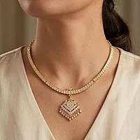 Gold Plated Traditional Temple Necklace Set | Haram Jewelry for Women & Girls