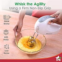 Wonderchef Ultima Plus Hand Mixer, 200W, 5 Speed Setting, Stainless Steel Beater and Kneading Hooks