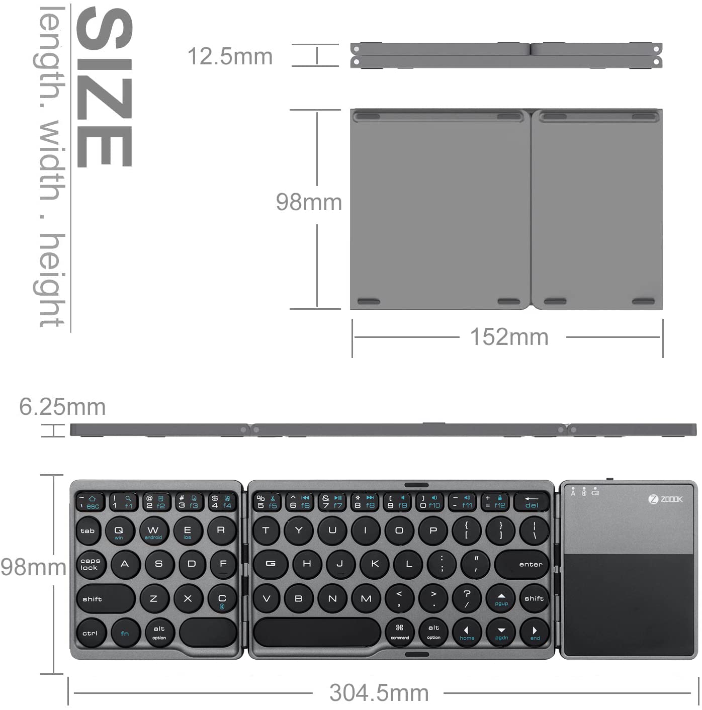 ZOOOK Travel Pad Bluetooth Keyboard