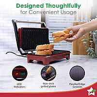 Wonderchef Sanjeev Kapoor Tandoor Mini Plus 700 Watt Crimson Edge Electric Contact Grill & Sandwich Maker