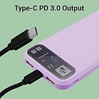 ZEBRONICS MB10000S13 Power Bank, 10000 mAh, Rapid Charge, 22.5W Output, Dual USB Output, PD 3.0 Type C, Built in Protections, Percentage Indicator, Made in India