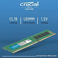 Crucial Basics 8GB DDR4 1.2v 2666Mhz CL19 UDIMM RAM Memory Module for Desktop, Green