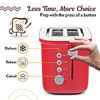 Borosil Krispy Pop-up Toaster, 2-Slice Toaster, 7 Browning Settings, Removable Crumb Tray, 800 W, Red