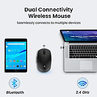 Portronics Toad III Wireless Mouse – Dual Mode BT & 2.4GHz | Rechargeable | Black | 1 Year Warranty