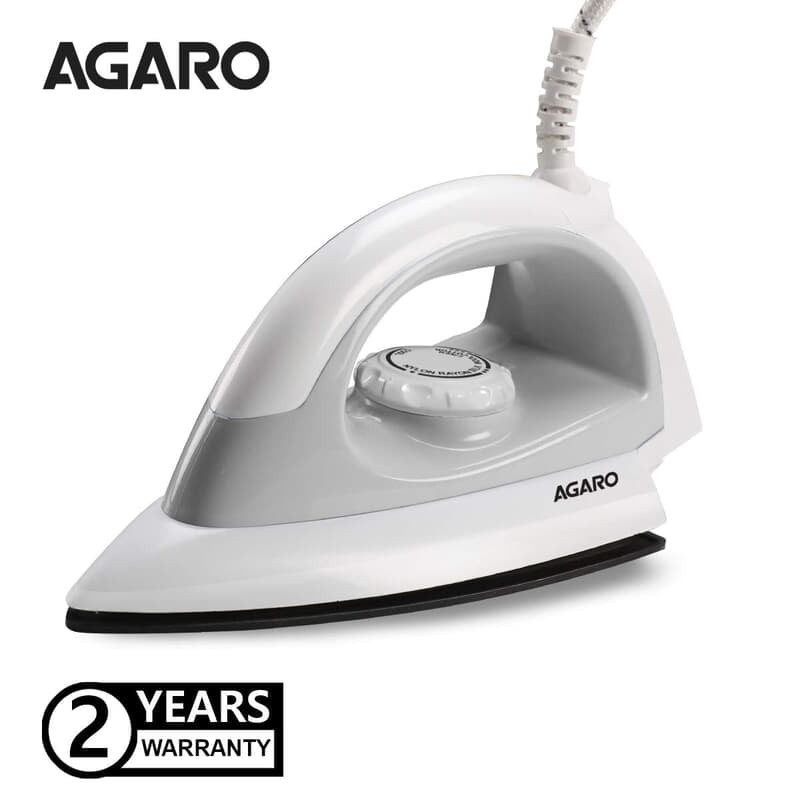 AGARO Eva Electric Dry Iron, 1000W, Non- Stick Coated Heavy Sole Plate