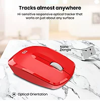 Portronics Toad 25 Wireless Mouse – 2.4GHz | USB Nano Dongle | 1200 DPI Optical Tracking | Ambidextrous Design | PC, MacBook & Laptop Compatible | Red