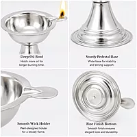 Sterling Silver Kubera Diya Set | Akhand Jyot Deepak for Lakshmi Kuber Pooja & Gifting