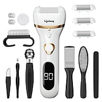 Lifelong Callus Remover for Feet with Pedicure Kit, Callus Remover For Feet Electronic, CallusRemover, 3 Roller Heads, 2 Speeds & Rechargeable Battery