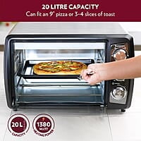 Borosil OTG Pro Plus 20 Litres Oven Toaster Griller, Motorized Rotisserie, Pizza Oven, Cake Oven for Baking | 6 Heating Option | 2 years Warranty
