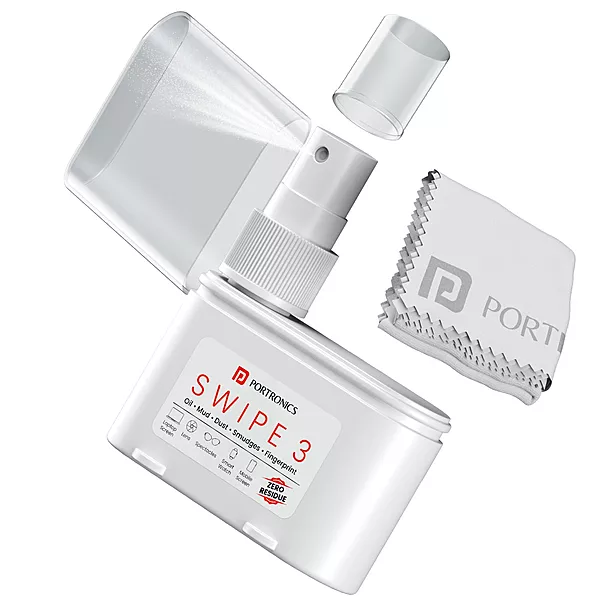 Portronics Swipe 3 Screen & Camera Cleaner – White offers effective cleaning for screens and cameras, ensuring a streak-free shine.