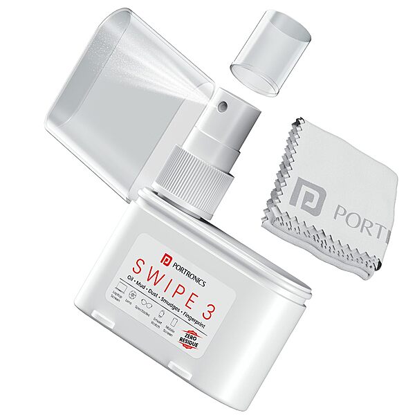 Portronics Swipe 3 Screen & Camera Cleaner – White offers effective cleaning for screens and cameras, ensuring a streak-free shine.
