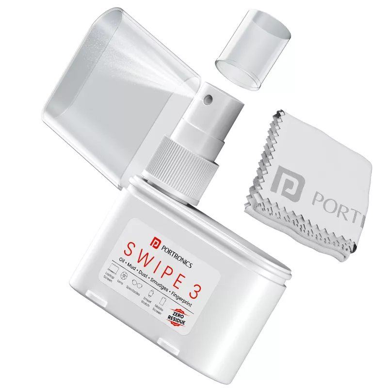 Portronics Swipe 3 Screen & Camera Cleaner – White offers effective cleaning for screens and cameras, ensuring a streak-free shine.