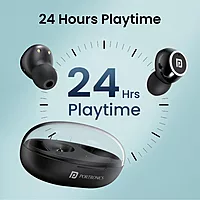 Portronics Twins S13 – TWS Earbuds, 24H Playtime, Black. Enjoy seamless connectivity, superior sound quality, and a sleek design. Perfect for music lovers and on-the-go lifestyles.