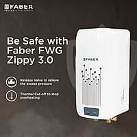 Faber Zippy Instant Geyser 3 Litre 3000W Powerful Heating Superior Energy Efficiency