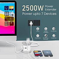 Portronics Power Plate 9 Pro 2500W Desktop Charging Station with 4 Sockets USB-A & Type-C