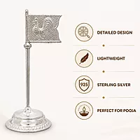 Sterling Silver Finish Murugan Velli Vel with Seval Kodi | Pooja Vel 23cm