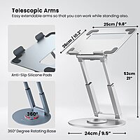 Portronics My Buddy K8 Laptop Stand – Metal Build |  Rotatable | Silver | 1 Year Warranty