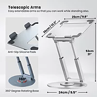 Portronics My Buddy K8 Laptop Stand – Metal Build | Rotatable | Silver | 1 Year Warranty