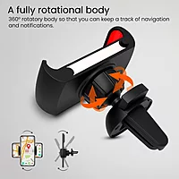 Portronics Clamp 2 Car AC Vent Mobile Holder – 360° Rotation  | Black | 1 Year Warranty