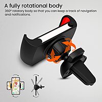 Portronics Clamp 2 Car AC Vent Mobile Holder – 360° Rotation  | Black | 1 Year Warranty