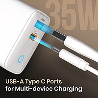 Portronics Adapto 35B 35W Dual Port Wall Charger Type-C PD & USB Fast Charging White