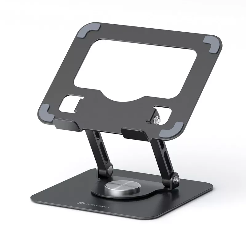 Portronics My Buddy A1 Metal Tablet Stand – 360° Rotation | Grey | 1 Year Warranty