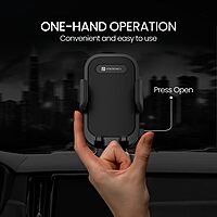 Portronics Clamp M4 – Car Phone Holder, 360° rotation for optimal viewing, sturdy grip, sleek black design, easy installation, compatible with most smartphones, perfect for hands-free navigation.