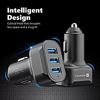 Portronics 17W Triple Output Car Charger 3.4A USB Adapter for Cars & Mobile Phones Black