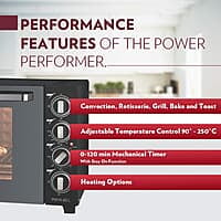 Borosil Prima 60 L Oven Toaster & Grill, Motorised Rotisserie & Convection Heating, 12 Heating Modes, Black