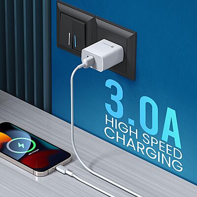 Portronics Konnect Link USB to 8-Pin Cable – 3A Fast Charging | iOS Compatible | 1M | White