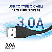 Portronics Silklink – 3A USB-A to Type-C Cable, 1M Black, durable and fast charging, perfect for smartphones and tablets, tangle-free design, high-speed data transfer, reliable performance.