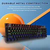 Lapcare Champ LGK‑105 mechanical gaming keyboard: aircraft‑grade metal frame, 50M keystroke life, anti‑ghosting, 7 RGB modes & braided cable.