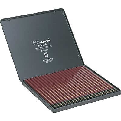 MITSUBISHI UNI HI UNI ARTISTS' GRAPHITE PENCIL, SET OF 22 ASSORTED GRAPHITE PENCILS