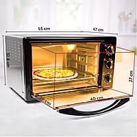 Borosil Prima 42 L Oven Toaster & Grill, Motorised Rotisserie & Convection Heating, 6 Heating Modes, Silver Top & Chrome Front