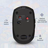 Portronics Toad III Plus Rechargeable Bluetooth Mouse – Bluetooth & 2.4GHz Wireless Connectivity | Stylish Illustrated Design | 6 Buttons | Soft Silicone Grip | Laptop, PC, Mac | Black