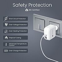 Portronics Adapto 65C 65W Type-C GaN Fast Charger | PD USB-C Wall Adapter White