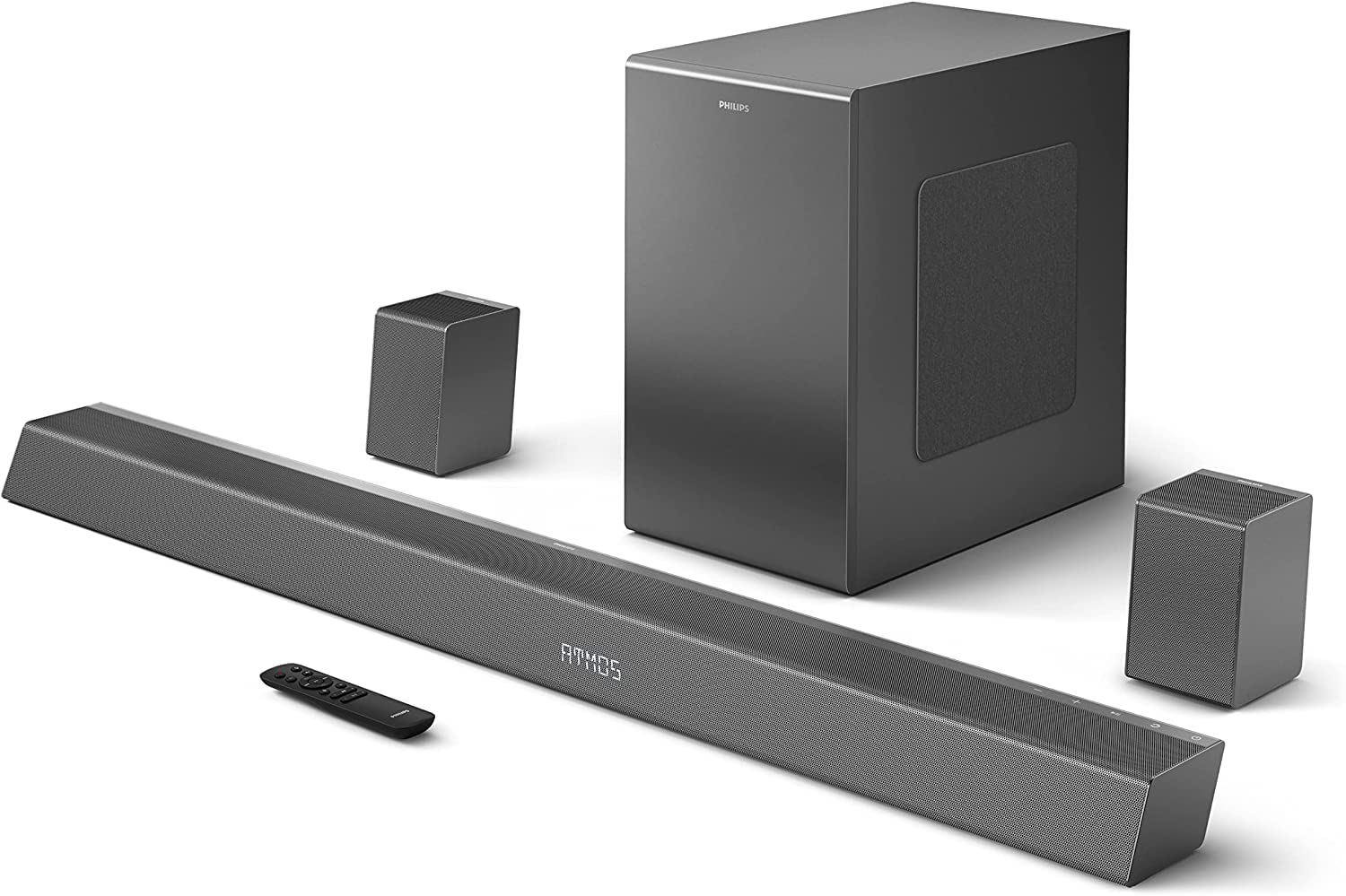 Philips Soundbar TAB8967 7.1 Ch (5.1.2) Real Surround, Dolby Atmos, Wireless Subwoofer, UP-Firing Speakers, Wireless Rear Speakers, AI Voice Assistant, 780W (Black) Philips Soundbar TAB8967 7.1 Ch (5.1.2) Real Surround, Dolby Atmos, Wireless Subwoofer, UP-Firing Speakers, Wireless Rear Speakers, AI Voice Assistant, 780W (Black)