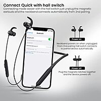 Portronics Harmonics Y1 – Neckband, 40H Playtime, Black, Bluetooth 5.0, IPX4 Water Resistant, Deep Bass, Comfortable Fit, Quick Charge, Ideal for Sports and Daily Use, Lightweight Design.