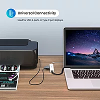 Portronics Mport 60 – USB-C to LAN Hub features 3 USB ports for seamless connectivity. Ideal for laptops, it ensures stable internet access and multiple device connections in one compact design.