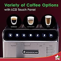 Wonderchef Regenta Automatic Coffee Maker, 20-bar with Auto-Frother, Make Espressos, Cappuccinos & Lattes