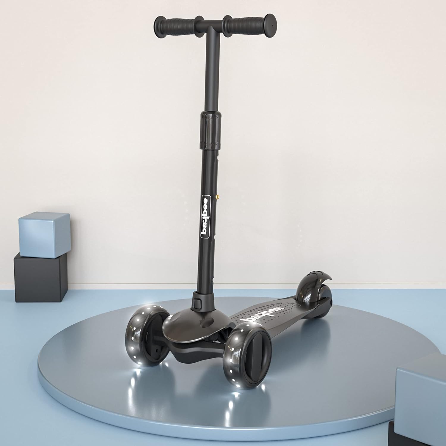 Baybee Alpha Glide Kick Scooter for Kids-Black Baybee Alpha Glide Kick Scooter for Kids-Black