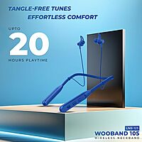 Lapcare Wooband 102 LBN‑111 Wireless Neckband Earphones | Bluetooth 5.3, 10 mm Driver, 20 h Playback, USB‑C Fast Charge, IPX5 Water-Resistant, Magnetized Buds & Low Latency Mic
