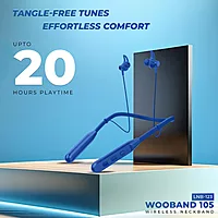 Lapcare Wooband 102 LBN‑111 Wireless Neckband Earphones | Bluetooth 5.3, 10 mm Driver, 20 h Playback, USB‑C Fast Charge, IPX5 Water-Resistant, Magnetized Buds & Low Latency Mic
