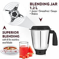 Borosil Best Mixer Grinder, 500 Watts, 3 Jars (1.5L Blending Jar, 1L Dry/Wet Grinding Jar, 400 ml Chutney Jar), Kitchen Mixie, 2 Years Warranty on Motor