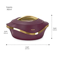 MILTON Pearl 1000 Inner Stainless Steel Casserole, 860 ml Maroon