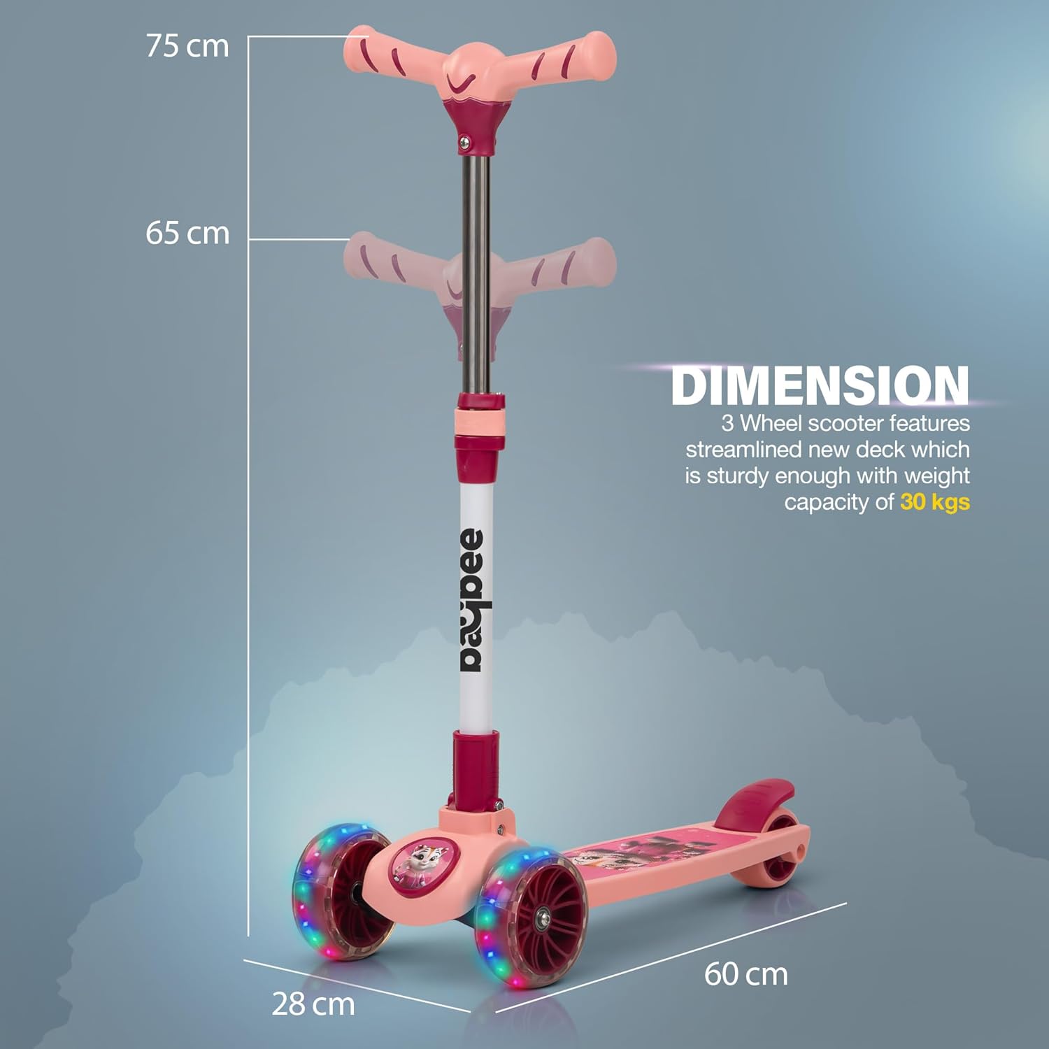 Baybee Kitty Kick Scooter for Kids, Foldable Kids Scooter- Pink Baybee Kitty Kick Scooter for Kids, Foldable Kids Scooter- Pink