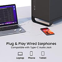 Portronics Conch Beat C Silver Earphones | Type-C, High-Quality Audio & Ideal for Music Lovers & Professionals