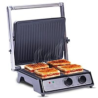 AGARO Grand 2000 Watts Super Jumbo Sandwich Maker with Non-Stick Grill Plates, 180° Flat Openable Plates