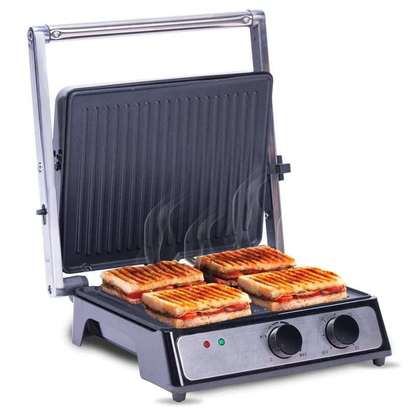 AGARO Grand 2000 Watts Super Jumbo Sandwich Maker with Non-Stick Grill Plates, 180° Flat Openable Plates